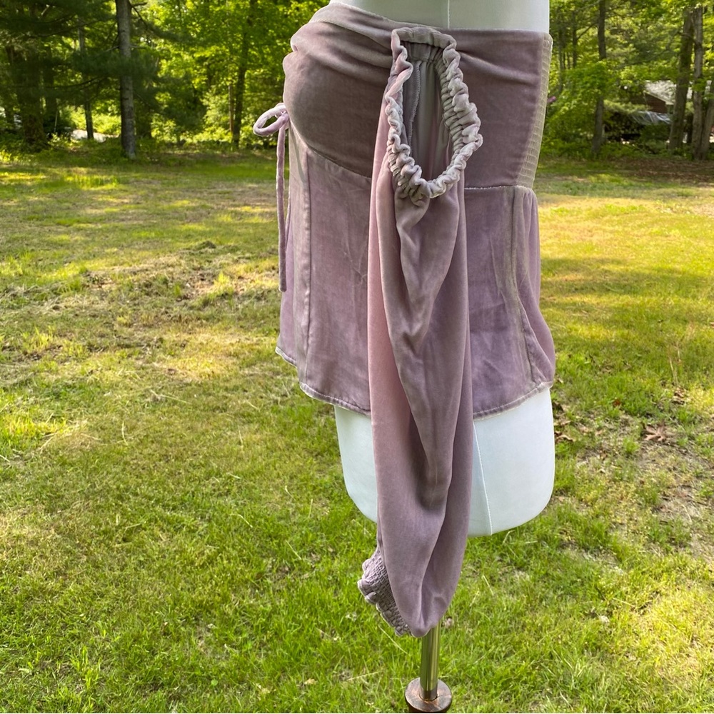 INTERMIX TOP LILAC PURPLE VELOUR ON OFF SHOULDER SIZE 4 - Picture 6 of 10